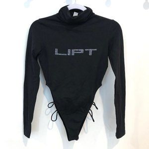 LIPT Long Sleeve Bodysuit Leotard High Leg Cheeky String